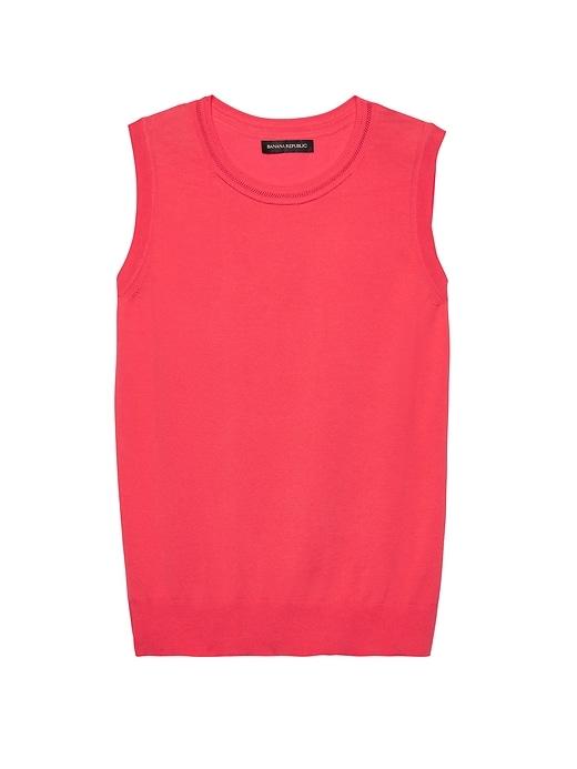 Banana Republic Womens Stretch-cotton Sweater Shell Strawberry Pink Size S