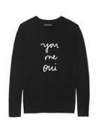 Banana Republic Womens Italian Merino-blend Embroidered Sweater Black Print Size Xs
