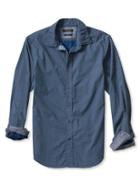 Banana Republic Mens Camden Fit Custom 078 Wash Dot Shirt Size L Tall - Mythic Blue