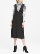 Banana Republic Womens Japan Online Exclusive Deep V-neck Pinafore Midi Dress Black Size 4