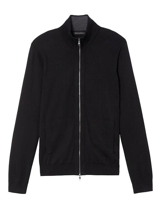 Banana Republic Mens Silk Cotton Cashmere Full-zip Sweater Jacket Black Size M