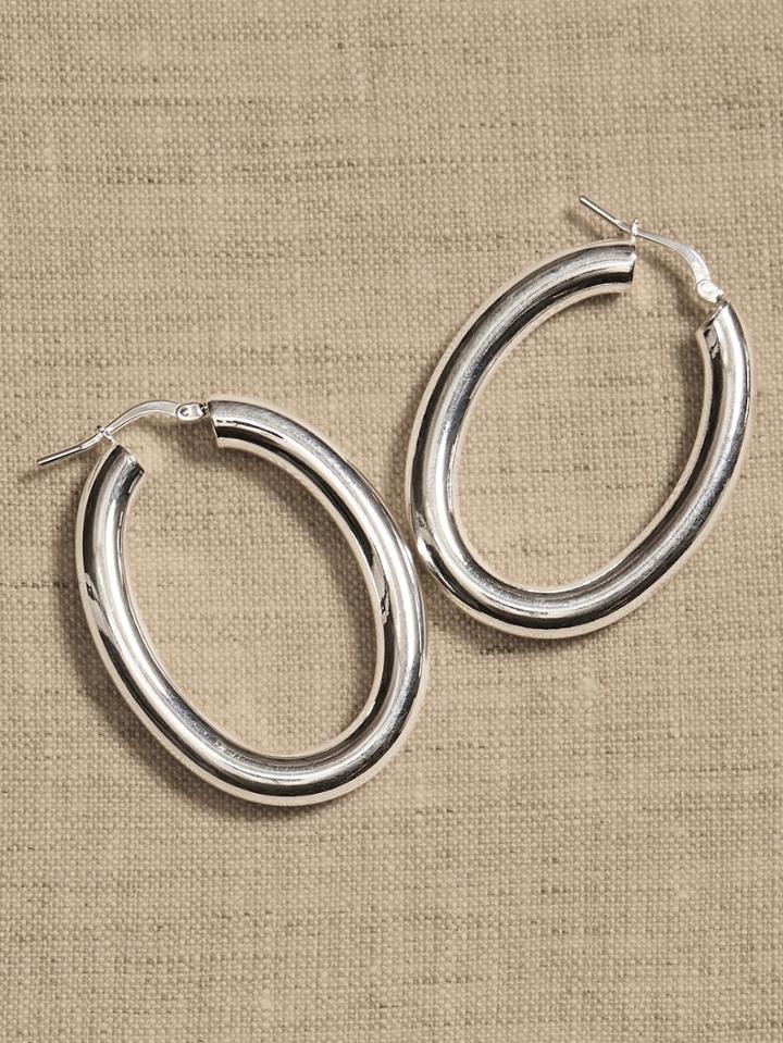 Ravena Sleek Oval Hoop Earrings | Aureus + Argent