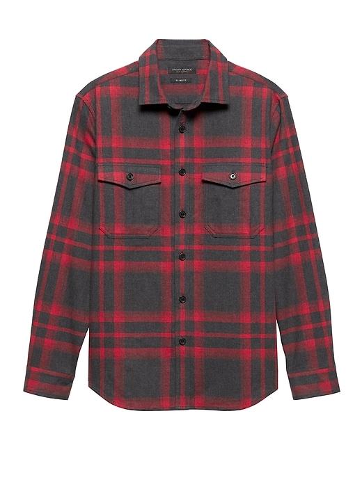 Banana Republic Mens Slim Flannel Shirt Jacket Vamp Red Size S