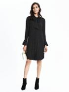 Banana Republic Womens Speckled Tie Neck Dresss Size L - Black