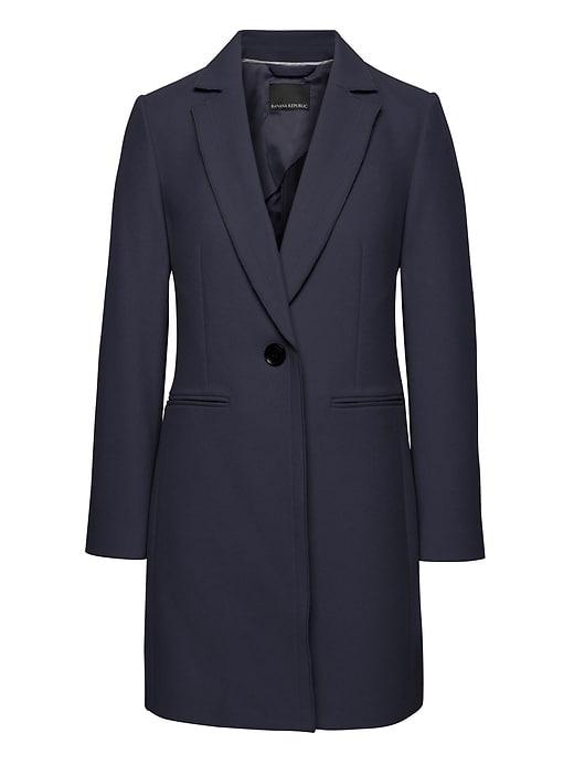 Banana Republic Womens Italian Melton Wool-blend Tailored Car Coat Navy Blue Size 0