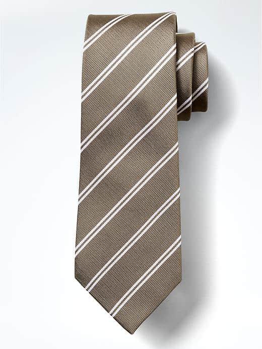 Banana Republic Mens Double Stripe Tie - Island Khaki