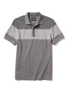Banana Republic Mens Stripe Pique Polo - Jet Gray