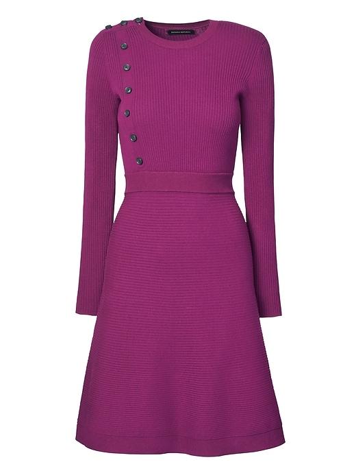 Banana Republic Womens Button-front Ribbed Sweater Dress Plum Size S