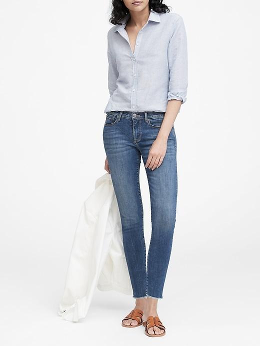 Banana Republic Petite High-rise Legging-fit Luxe Sculpt Jean With Fray Hem