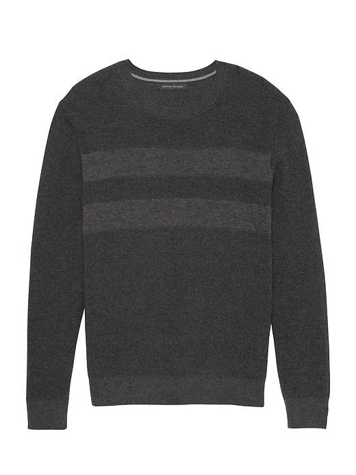 Banana Republic Mens Supima Cotton Textured Chest Stripe Crew-neck Sweater Dark Charcoal Size Xs
