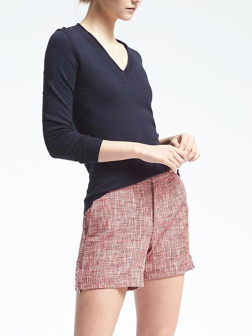 Banana Republic Womens Pima Cotton Cashmere Vee Pullover - Navy