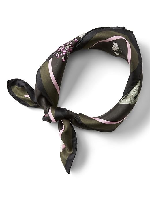 Banana Republic Womens Petra Floral Small Square Silk Scarf Mistletoe Green Size One Size