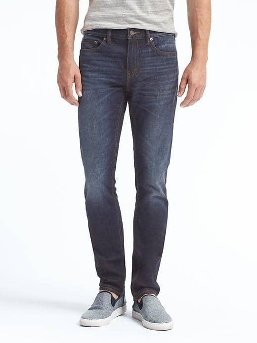 Banana Republic Mens Skinny Dark Indigo Wash Jean - Indigo