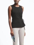 Banana Republic Womens Side Tie Sleeveless Jersey Top - Black