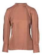 Banana Republic Womens Heritage Mock Neck Open Sleeve Silk Tunic - Rust