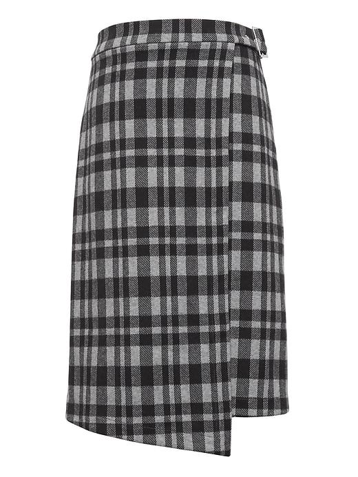 Banana Republic Womens Japan Online Exclusive Plaid Knit Wrap Skirt Gray & Black Size 6