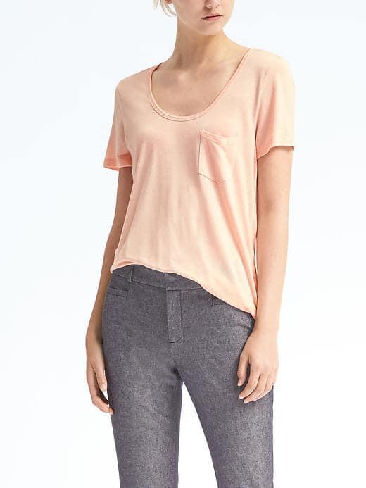 Banana Republic Womens Short Sleeve Modal Scoop Tee - Blushing