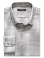 Banana Republic Mens Tailored Slim Fit Gray Gingham Flannel Shirt Size L Tall - Light Gray Heather