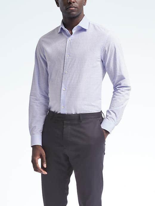 Banana Republic Mens Monogram Grant Fit Textured Shirt - Cerulean Blue