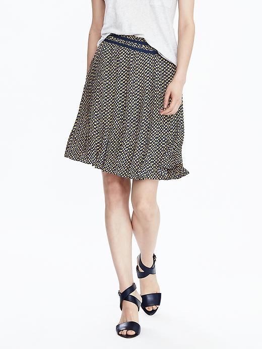 Banana Republic Womens Diamond Print Skirt Size 0 Petite - Stowaway Blue