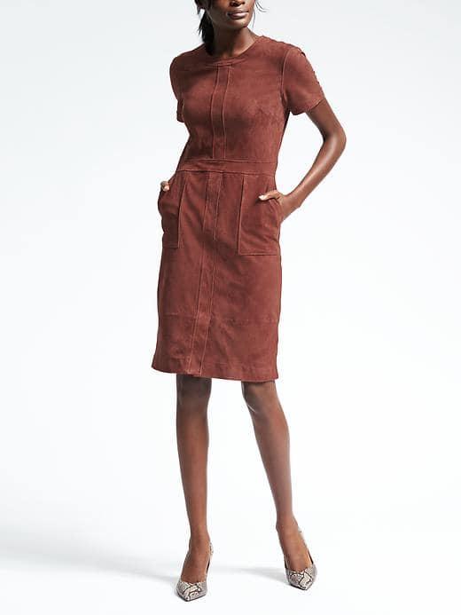 Banana Republic Womens Suede Dress - Auburn