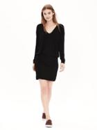 Banana Republic Womens Black Knit Vee Dress Size L - Black