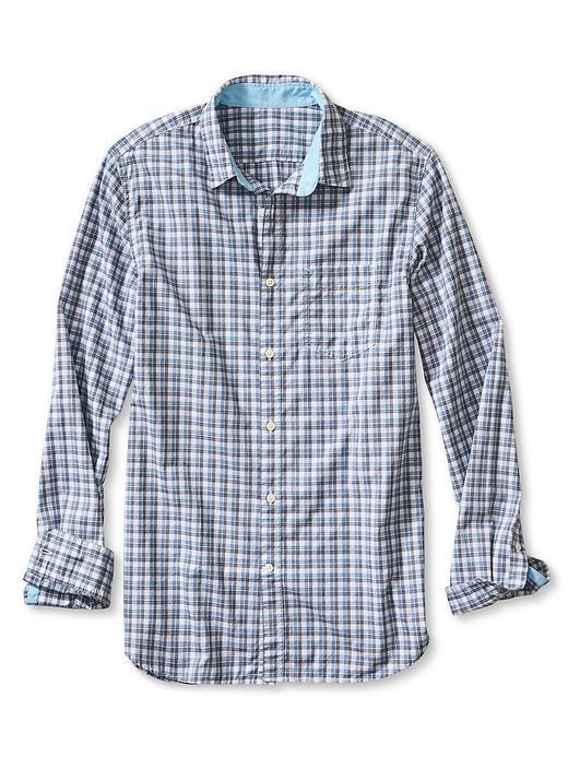 Banana Republic Mens Grant Fit Textured Check Shirt Size L Tall - Blue Dusk