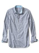 Banana Republic Mens Grant Fit Textured Check Shirt Size L Tall - Blue Dusk