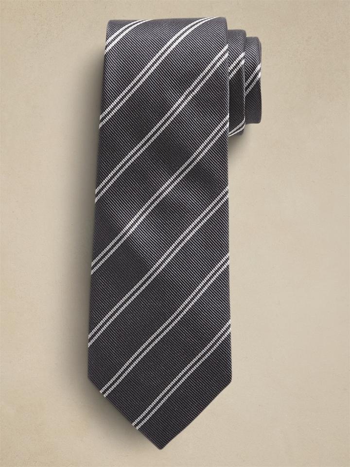 Double Stripe Silk Nanotex Tie