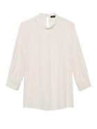 Banana Republic Womens Pintuck Semi-sheer Bubble-sleeve Top White Size L
