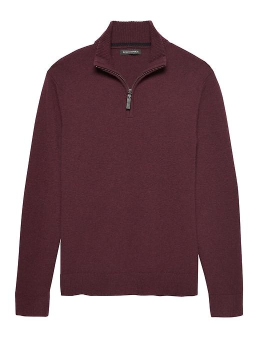 Banana Republic Mens Italian Merino Wool Blend Half-zip Sweater California Burgundy Red Size L