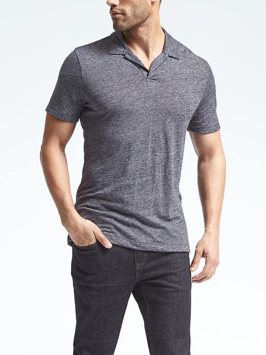 Banana Republic Mens Vintage Spread Collar Polo - Navy