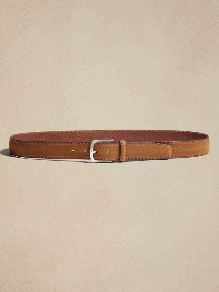 Cinza Nubuck Leather Belt