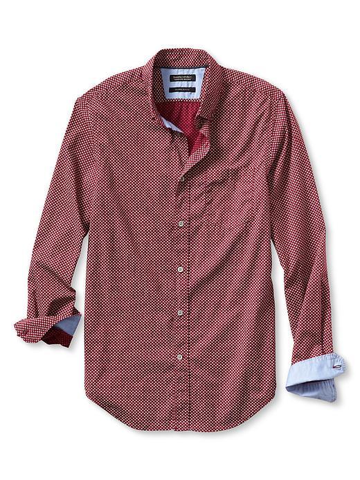 Banana Republic Tailored Slim Fit Custom 078 Wash Star Shirt Size L Tall - Dark Claret