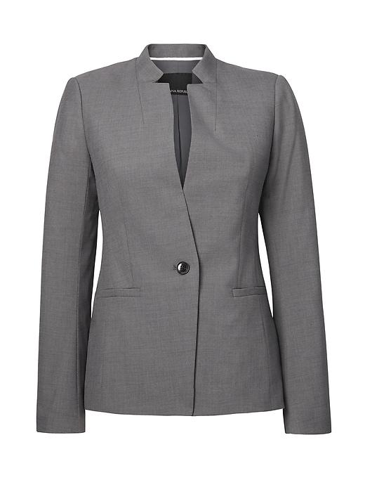 Banana Republic Womens Long And Lean-fit Fluted-sleeve Blazer Dark Gray Size 4