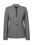 Banana Republic Womens Long And Lean-fit Fluted-sleeve Blazer Dark Gray Size 4