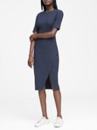 Banana Republic Womens Lightweight Wool Short-sleeve Sheath Dress Navy Blue Size 0