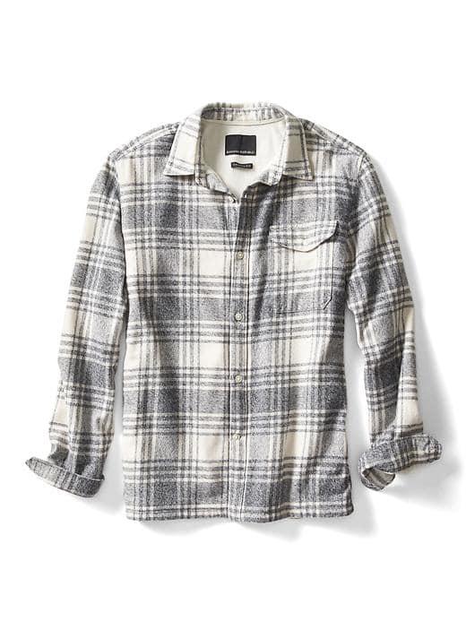 Banana Republic Mens Camden Fit Black Plaid Shirt Jacket - Black