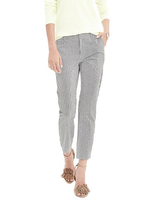 Banana Republic Avery Fit Seersucker Crop Size 0 Petite - Gray Stripe