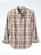 Banana Republic Mens Grant Fit Madras Linen Cotton Shirt - Graham Cracker