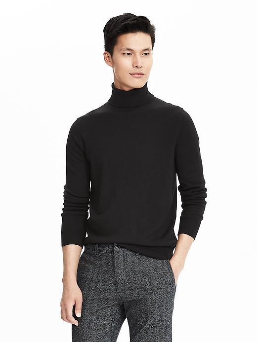 Banana Republic Mens Italian Merino Turtleneck - Black