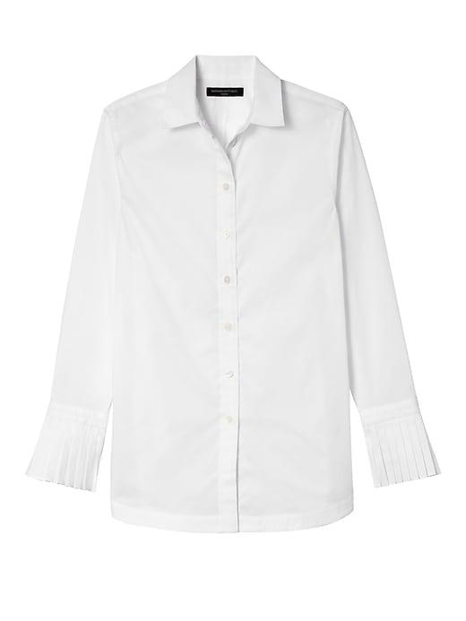 Banana Republic Womens Parker-fit Pleated-cuff Boyfriend Tunic White Size Xl