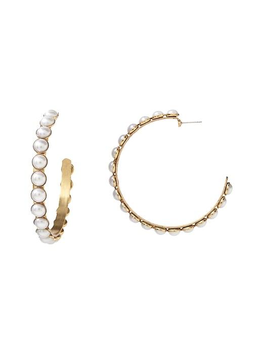 Banana Republic Womens Elizabeth Cole   Pearlie Hoop Earring Pearl Size One Size