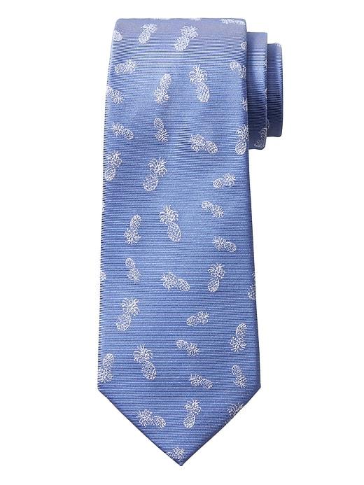 Banana Republic Mens Pineapple Silk Nanotex Tie Blue Oxford Size One Size