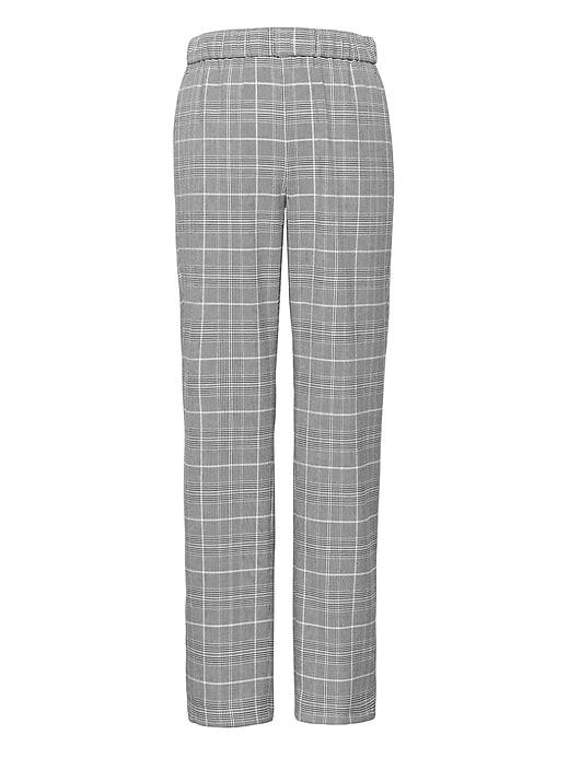 Banana Republic Womens Hayden Tapered-fit Pull-on Plaid Pant Plaid Size L
