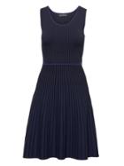 Banana Republic Womens Petite Stripe-knit Fit-and-flare Dress Black & Blue Size S