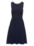 Banana Republic Womens Petite Stripe-knit Fit-and-flare Dress Black & Blue Size S