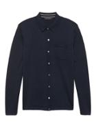 Banana Republic Mens Cotton Slub Button-front Sweater Polo Shirt Navy Blue Size M