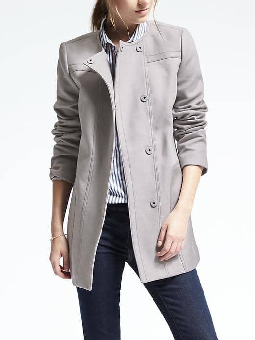Banana Republic Womens Cotton Snap Coat - Jet Gray