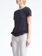 Banana Republic Womens Ruffle Shirttail Tee - Navy